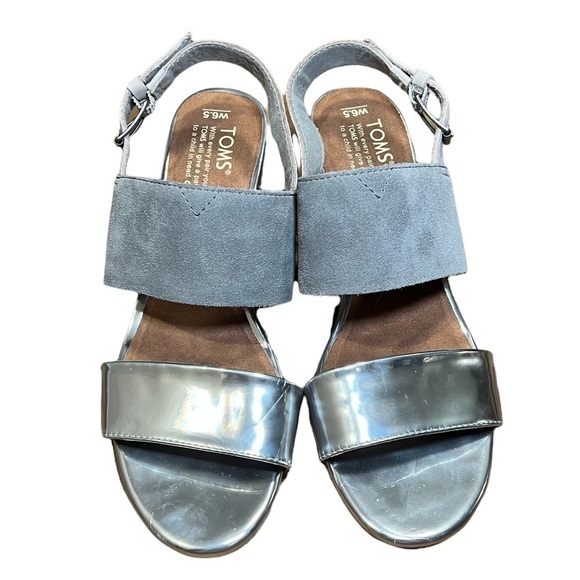 *toms Poppy Metallic Block Sandals Grey and Silver SZ W6.5 - Picture 6 of 11